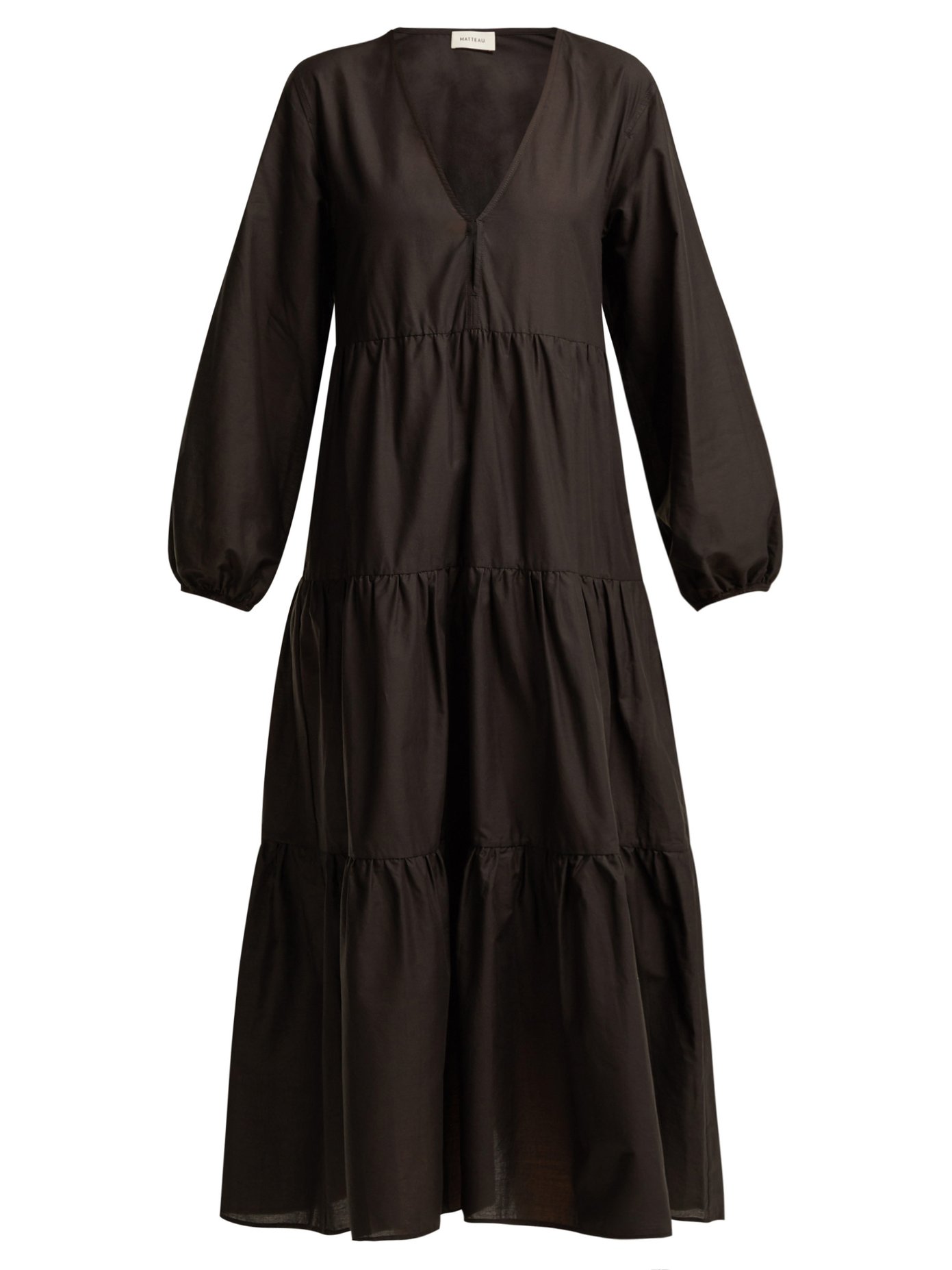 Long Sleeve Tiered cotton maxi dress 