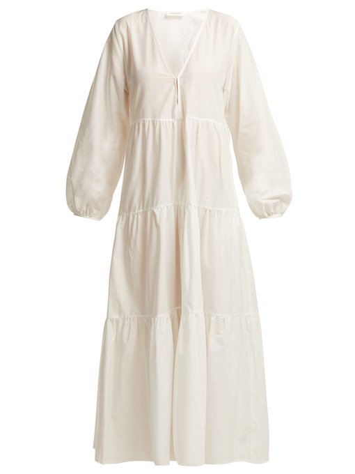 The Long Sleeve Tiered cotton midi dress | Matteau | MATCHESFASHION UK