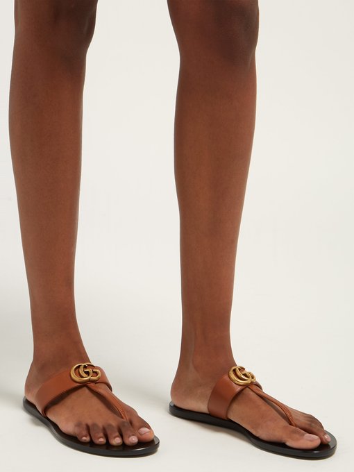 GG Marmont T-bar leather sandals 