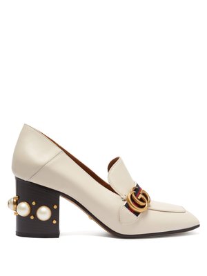 Peyton pearl-embellished leather loafers | Gucci | MATCHESFASHION US