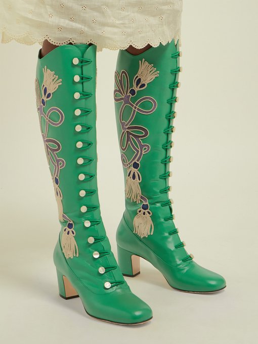Amaya embroidered leather boots | Gucci 