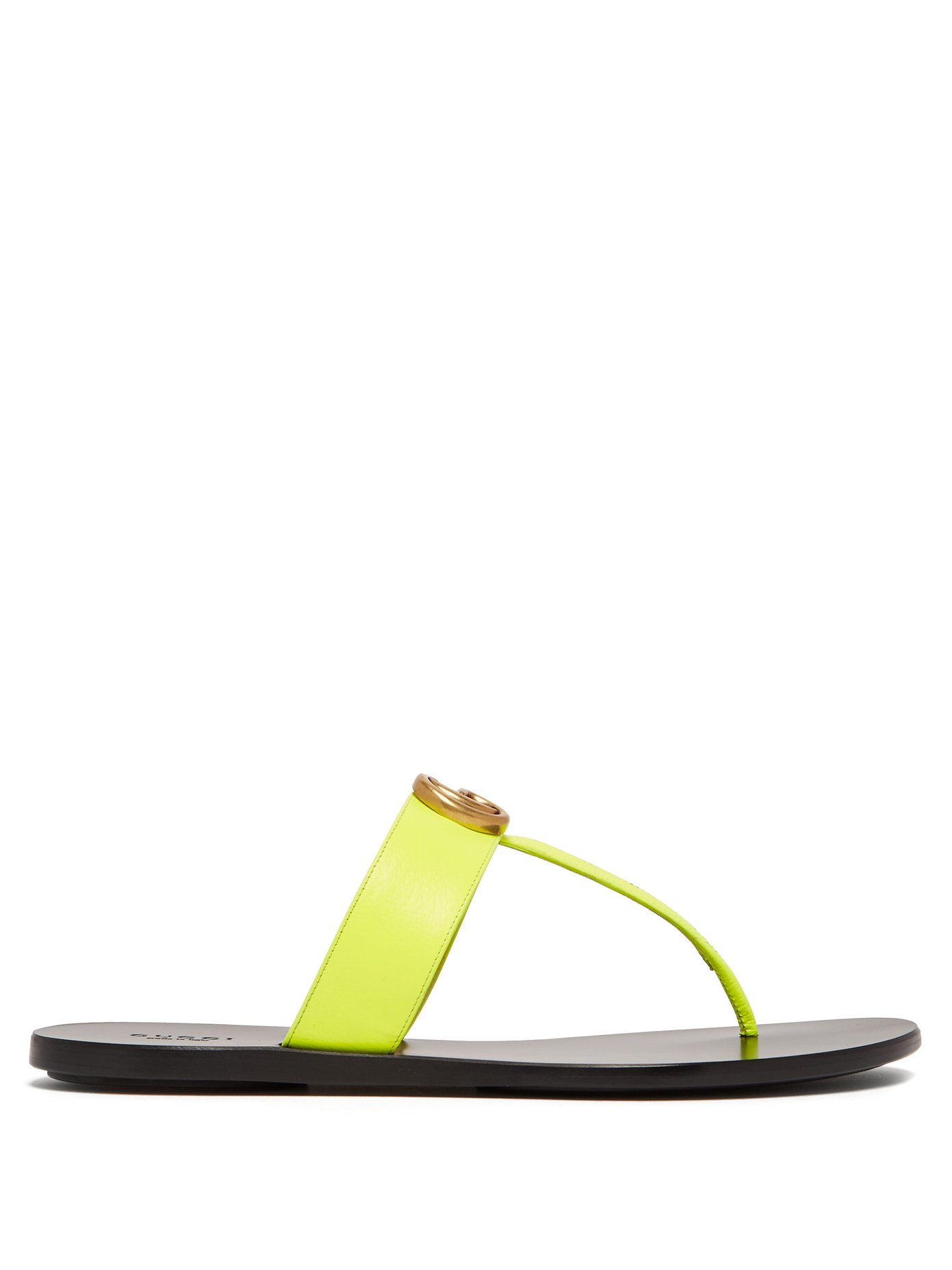 GG Marmont flat leather sandals | Gucci 