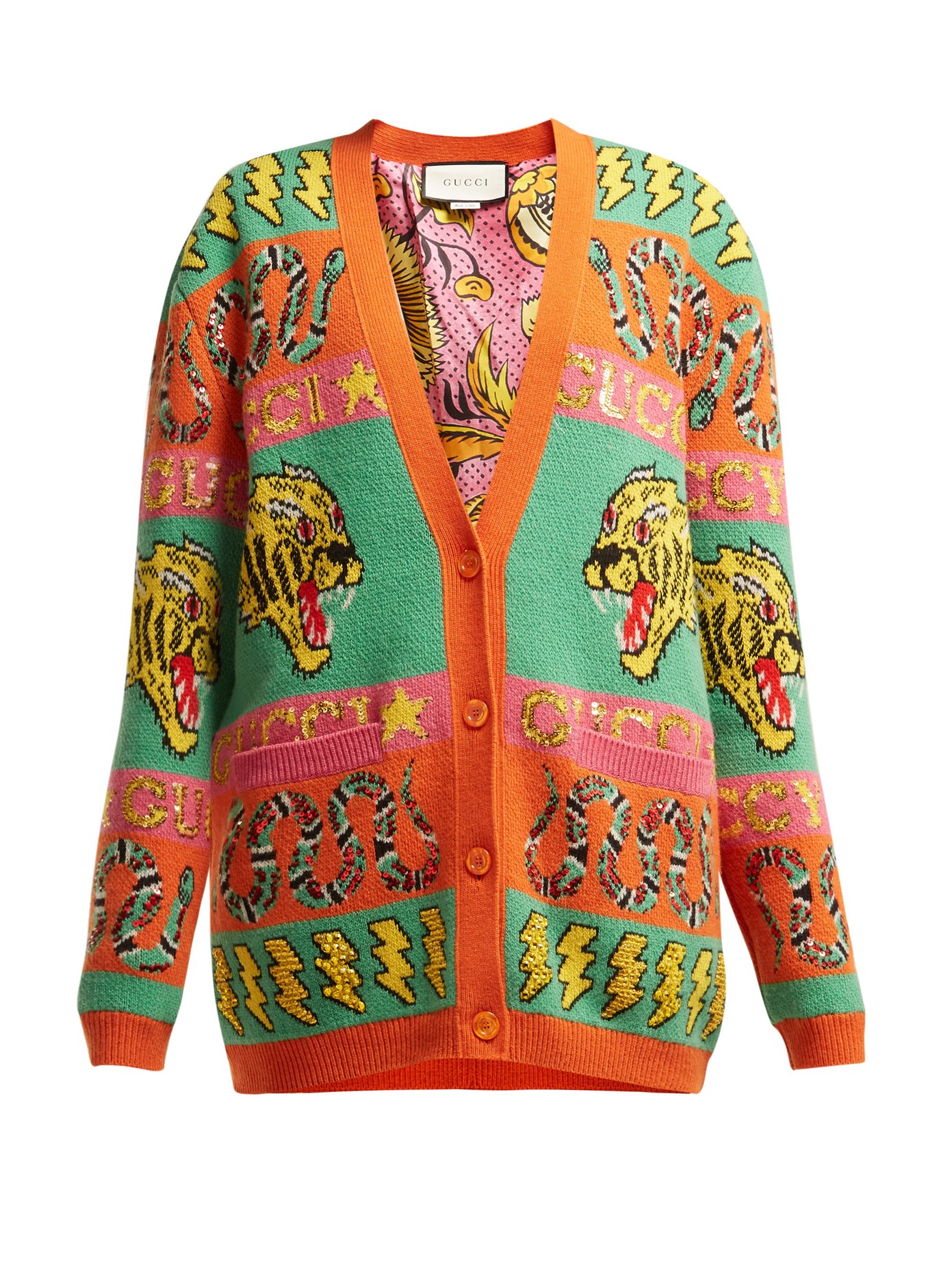 Gucci Tiger Jacquard Wool Cardigan Online, 51% OFF | www 