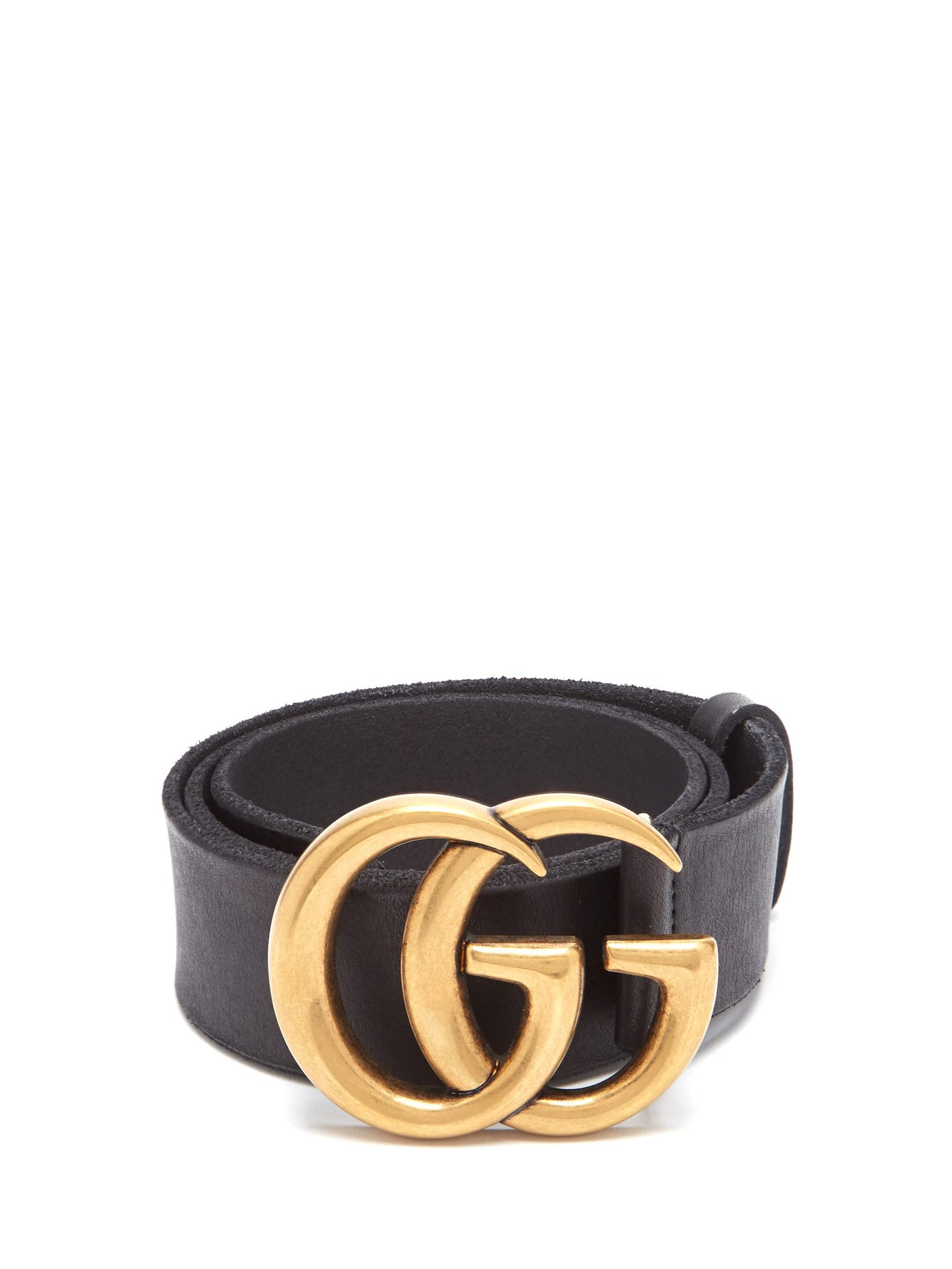 leather belt with gucci logo buckle