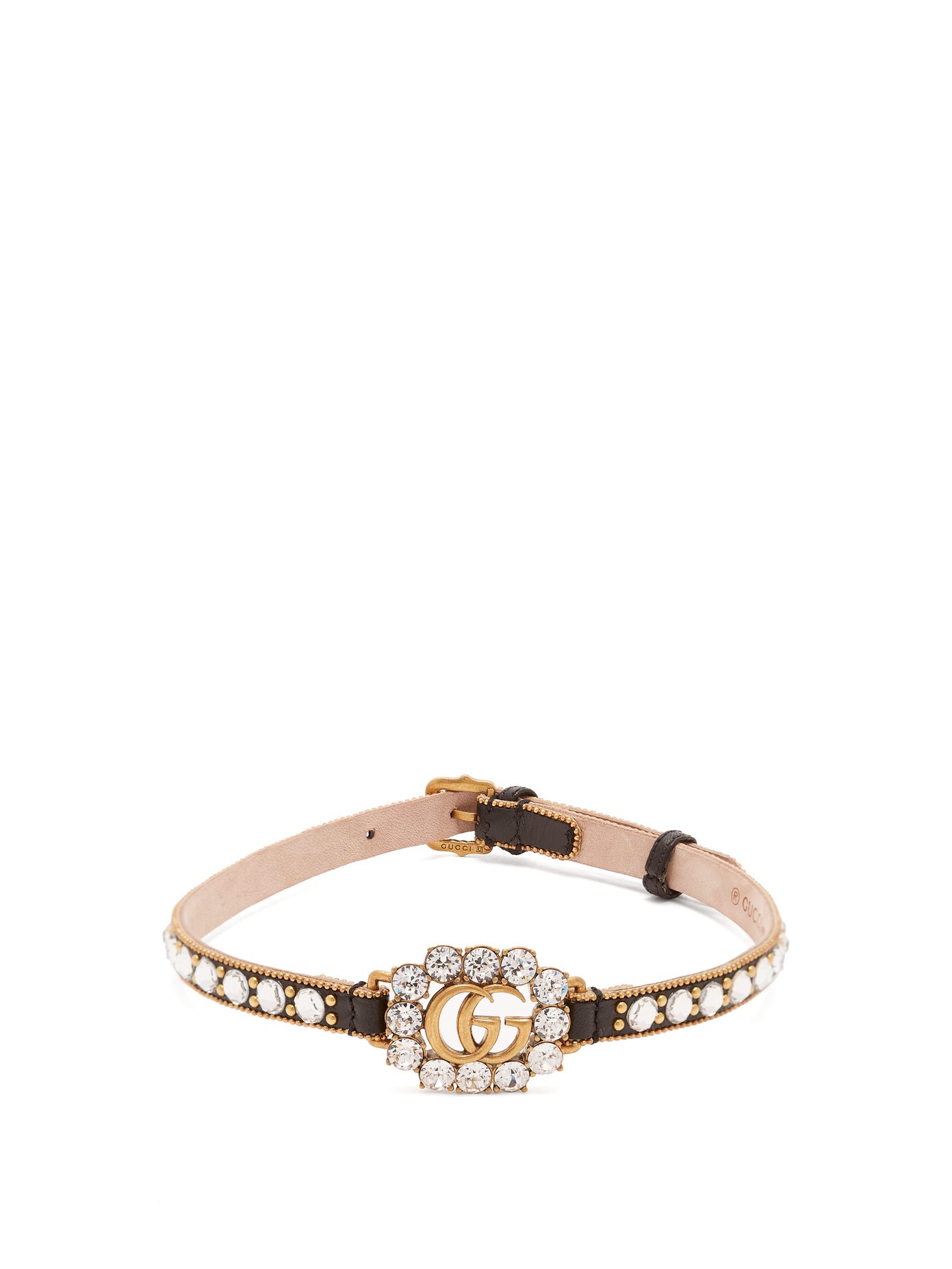 Gucci Multicoloured Crystal And Leather Gg Logo Choker In 8061 | ModeSens