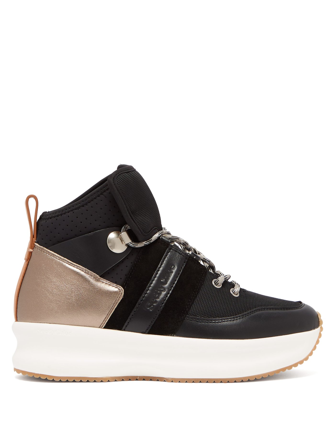 Nicole leather and mesh high-top 