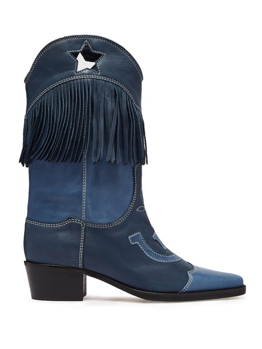 ganni blue cowboy boots