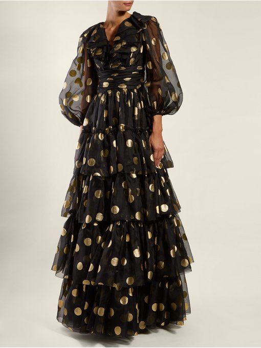Tiered polka-dot silk-organza gown | Dolce & Gabbana | MATCHESFASHION US
