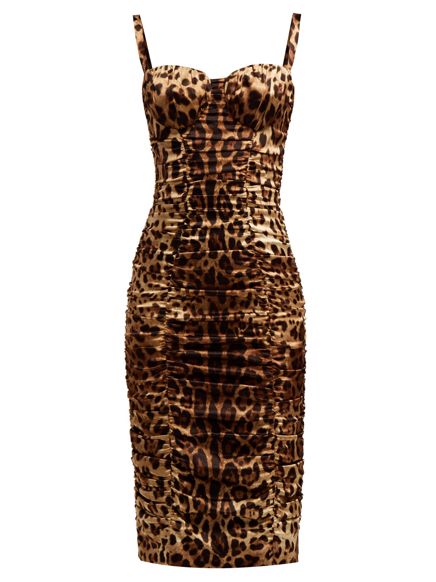 satin leopard print midi dress