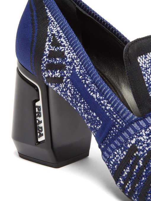 Block-heel logo-jacquard loafers 