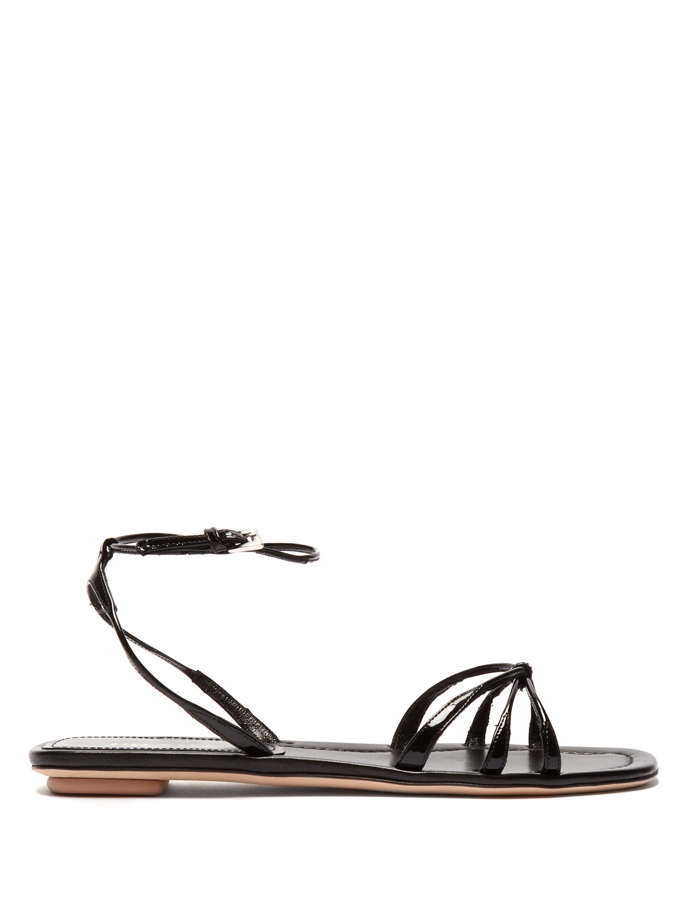Knot-front patent-leather sandals 