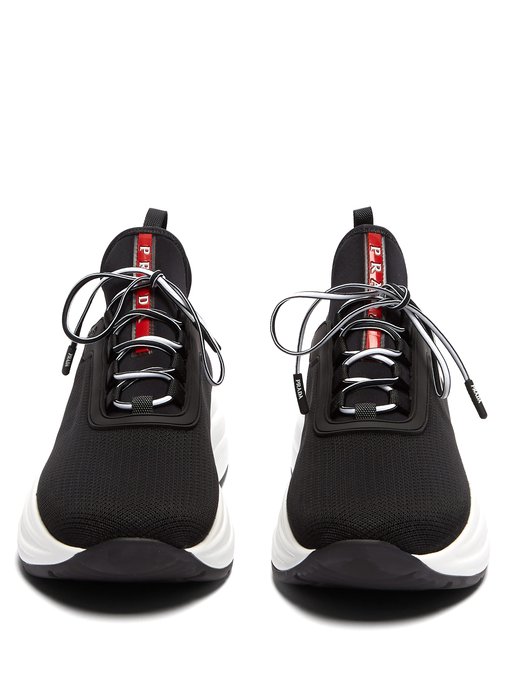 Cup mesh and leather trainers | Prada 