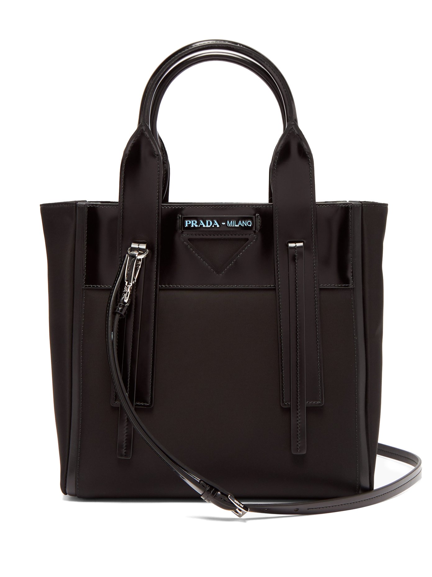 Ouverture nylon and leather tote bag 