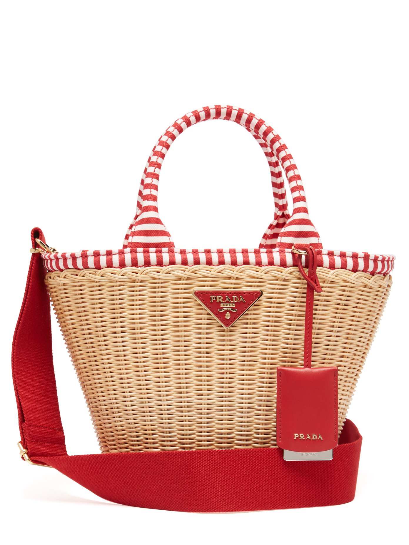 prada wicker and canvas basket bag