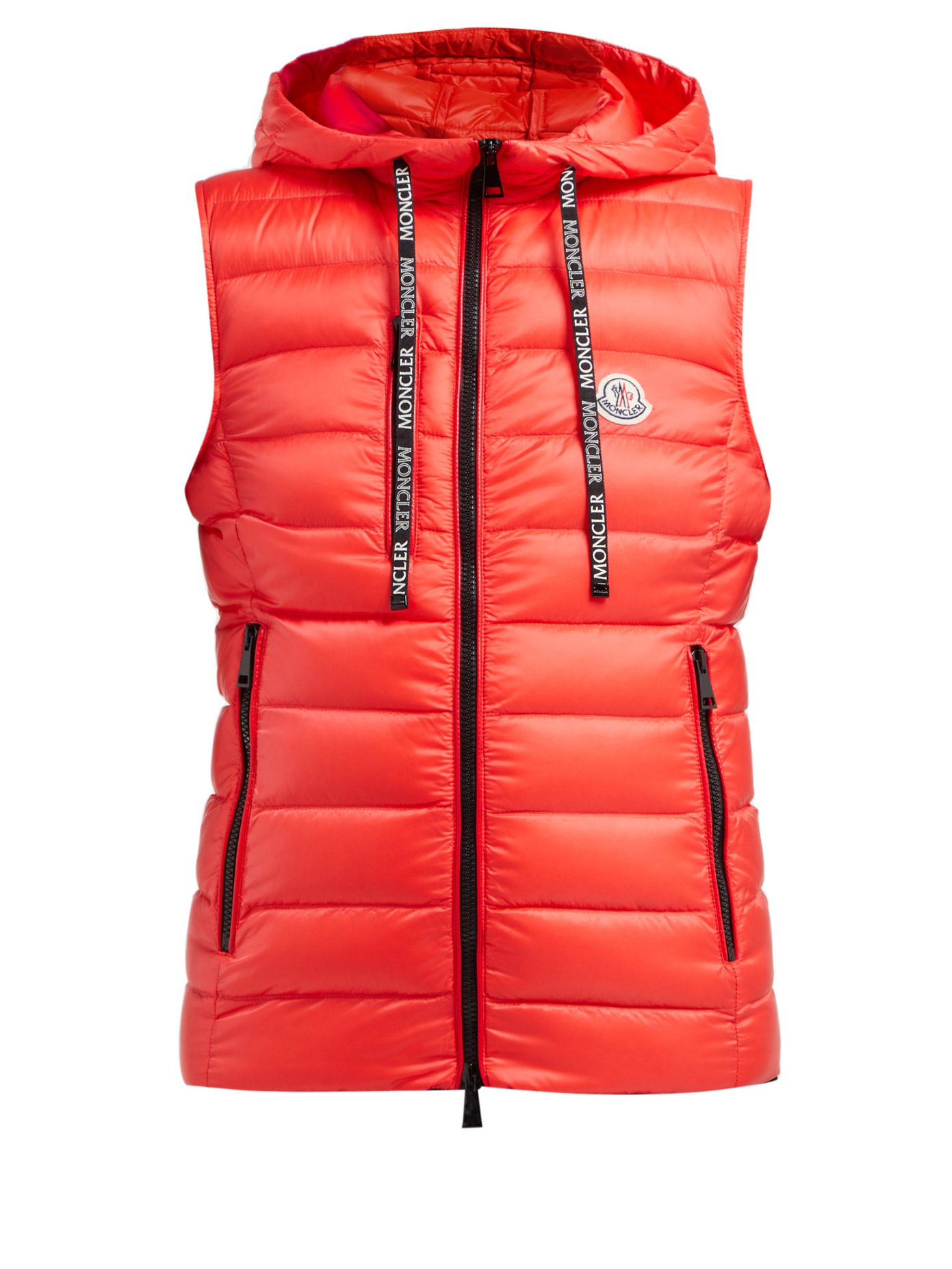 moncler red body warmer