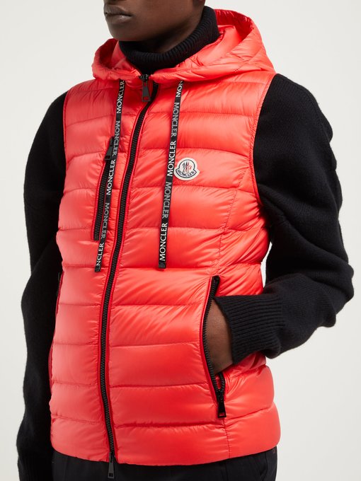 red moncler body warmer