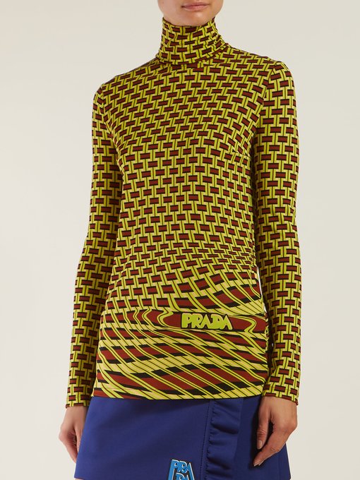 Roll-neck geometric-print jersey top | Prada | MATCHESFASHION JP