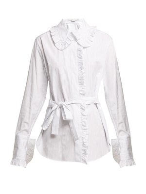 Ruffle-trimmed pinstripe cotton shirt | Stella McCartney ...