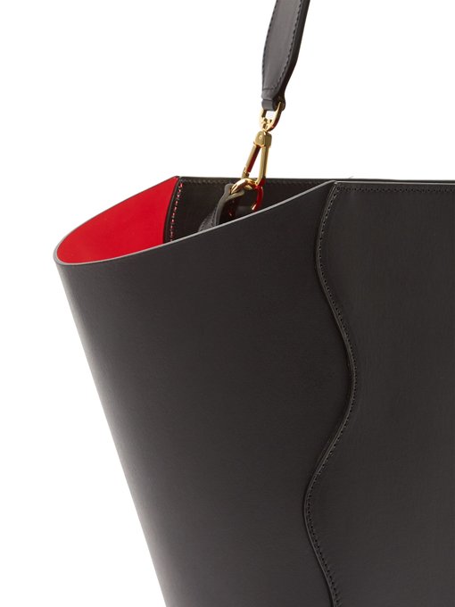 black tote with red lining