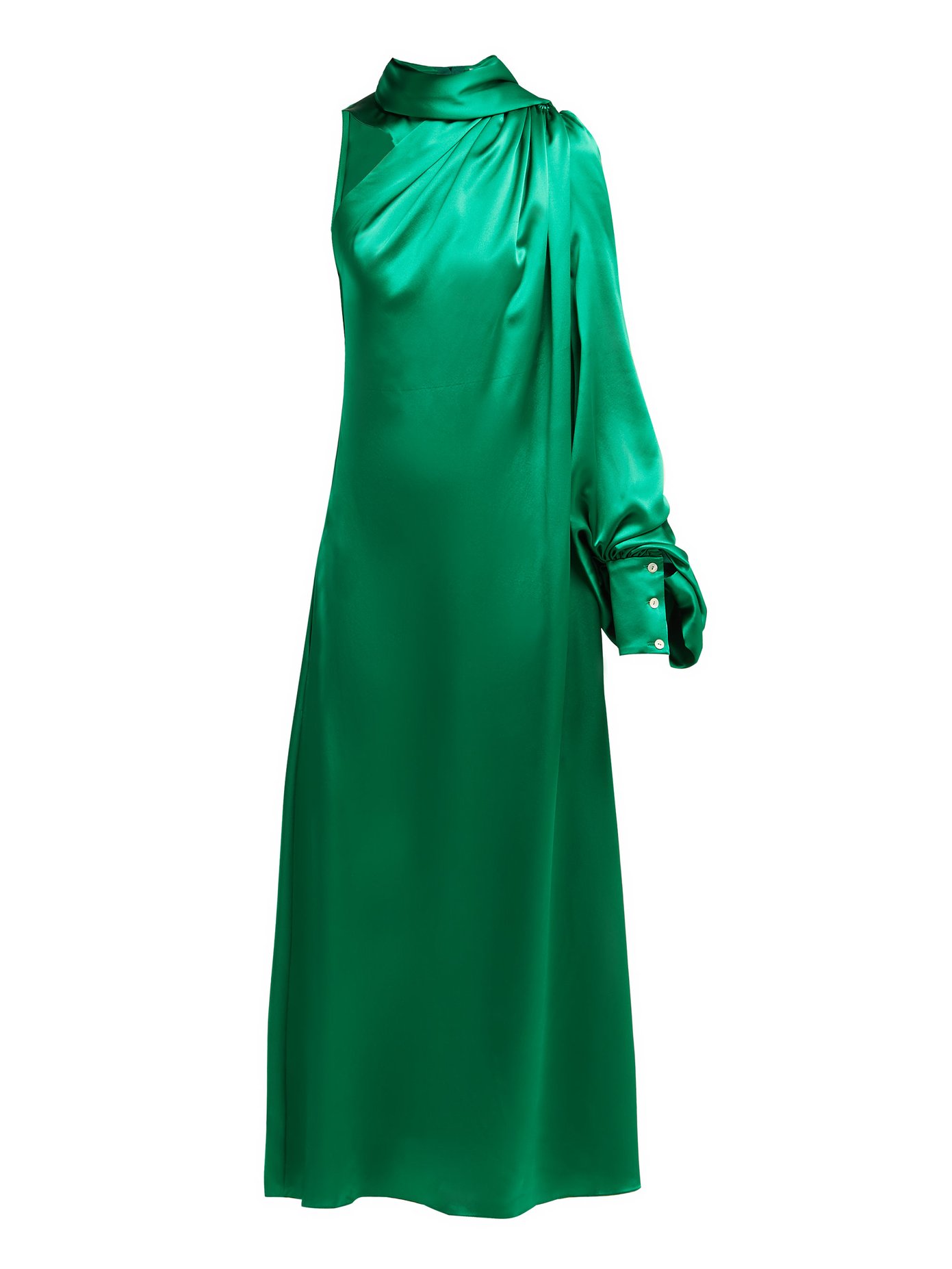 green silk satin dress