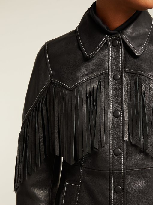 Angela fringed leather jacket | Ganni 