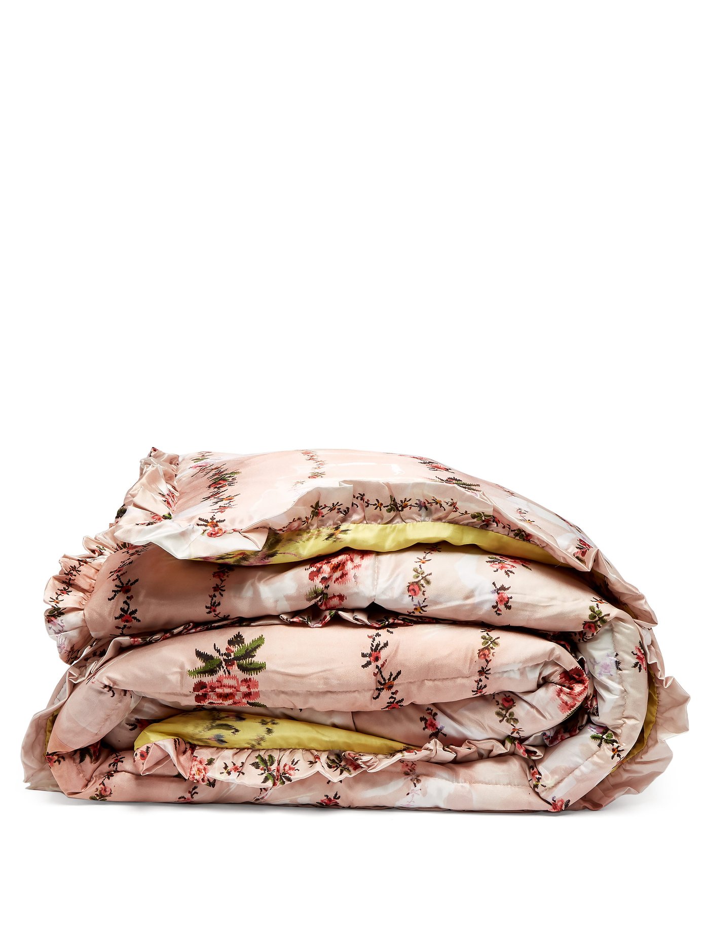 King Quilted Floral Print Satin Eiderdown Preen By Thornton