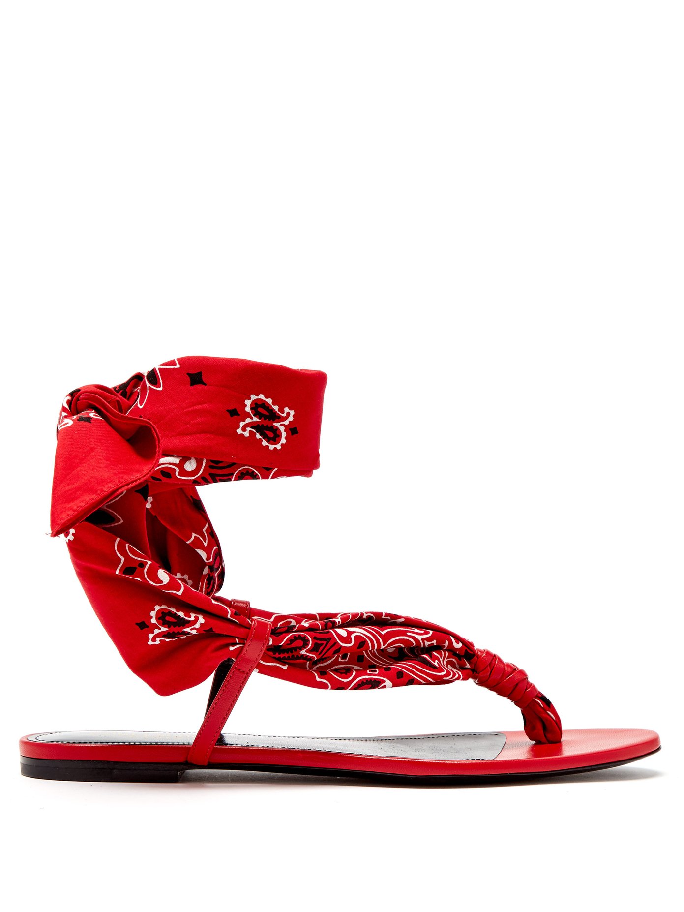 red wrap sandals