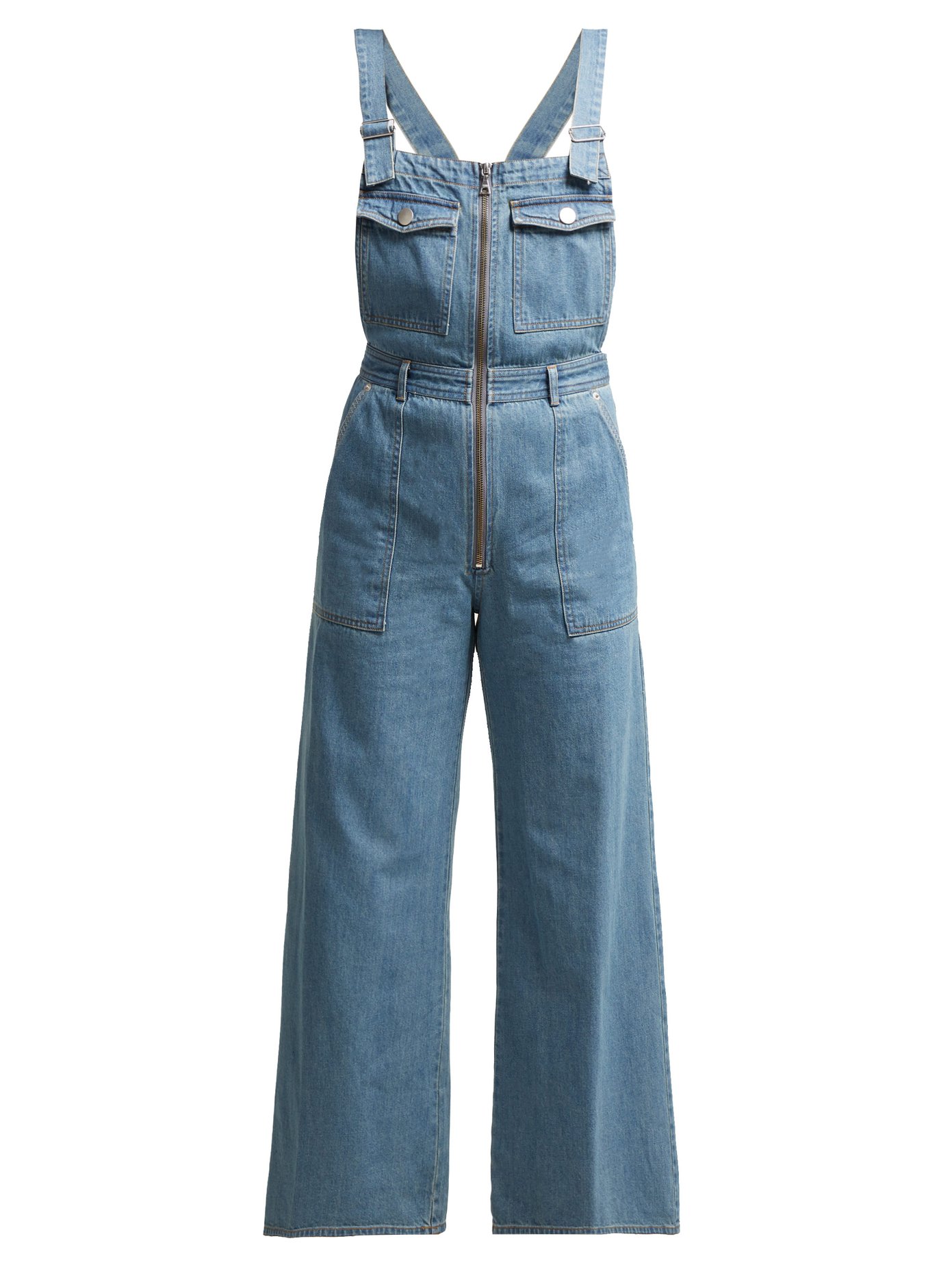 wide leg cropped dungarees