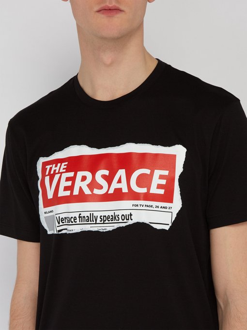 versace newspaper print shirt