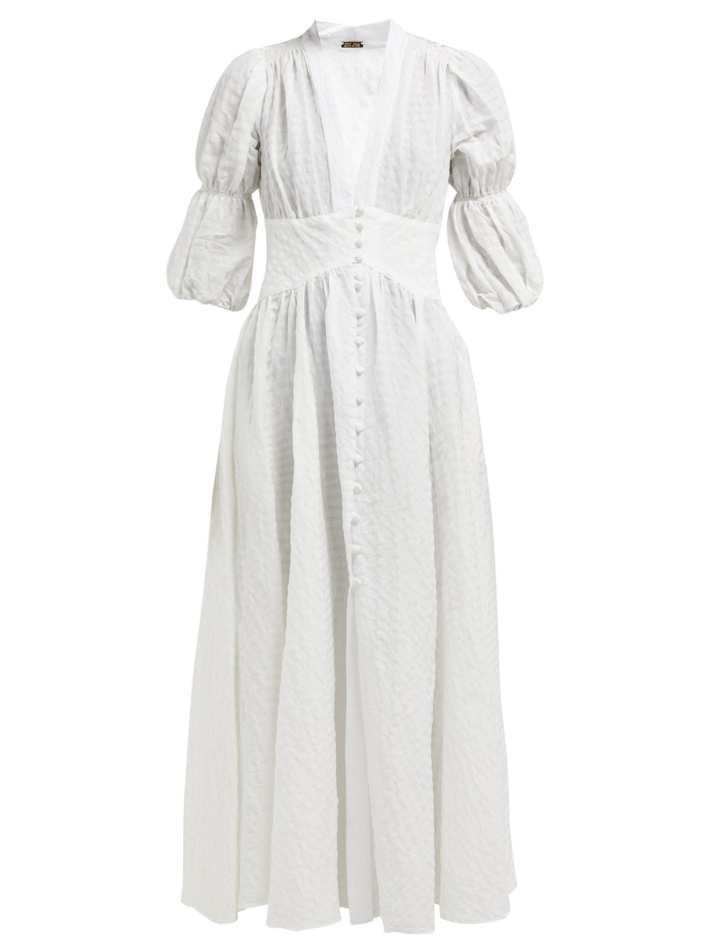 white puff sleeve maxi dress