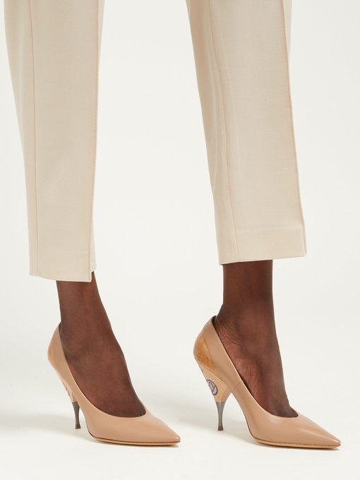 wooden heel pumps