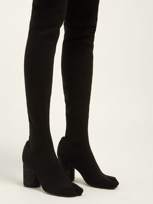 black boots with glitter heel