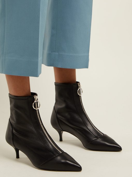 Zippy point-toe leather ankle boots 