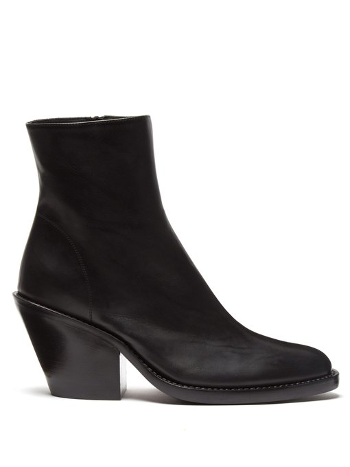 Slanted-heel leather ankle boots | Ann Demeulemeester | MATCHESFASHION UK