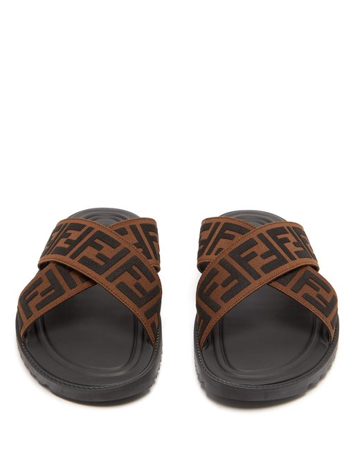 fendi jacquard crossover slides