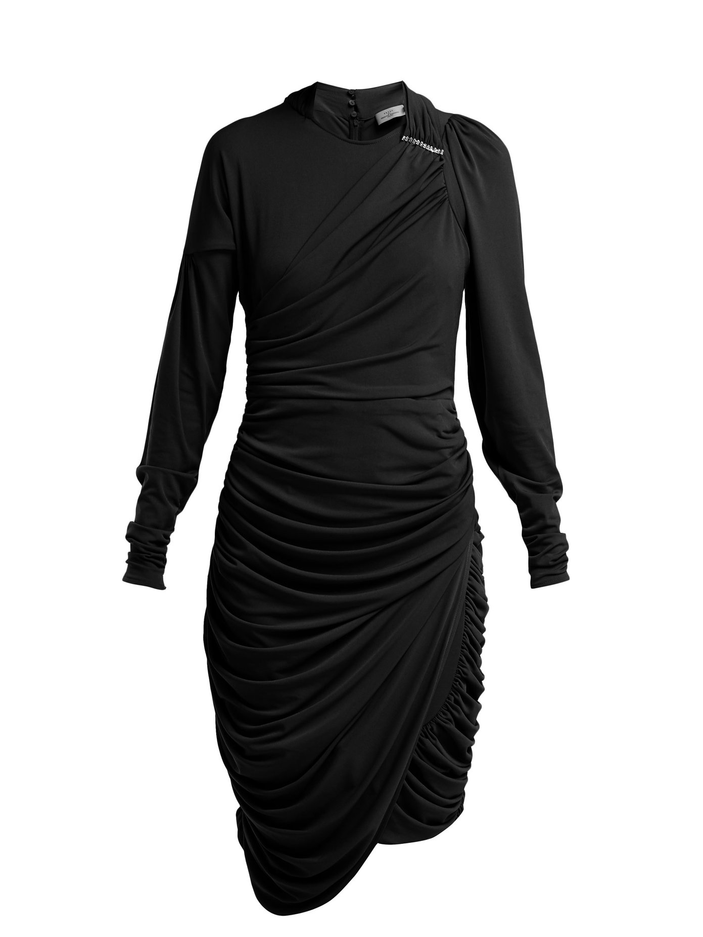 ruched midi dress black