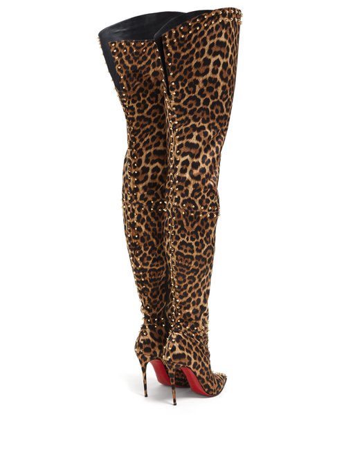leopard print thigh high boots