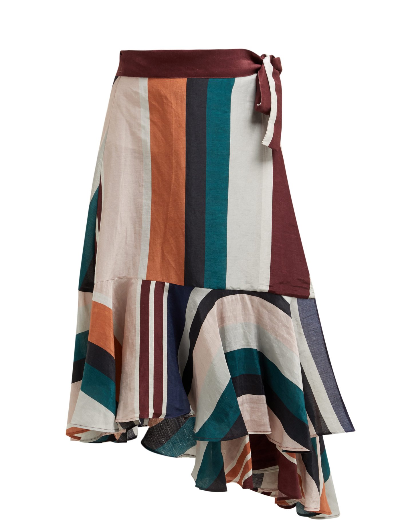 Apiece Apart Rosita high-rise linen and silk-blend wrap skirt