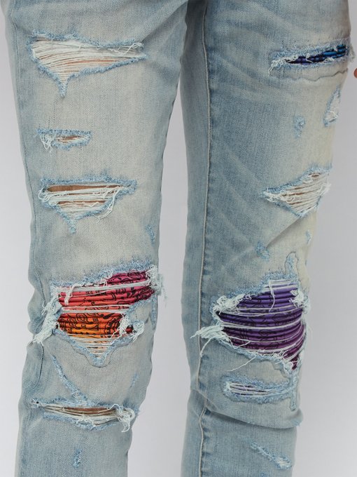 amiri bandana crystal jeans