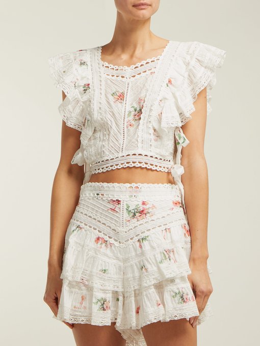 Heathers floral-print embroidered crop top | Zimmermann | MATCHESFASHION US