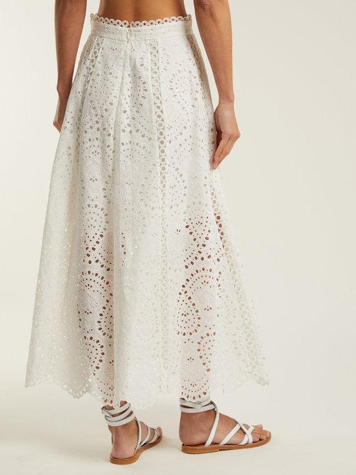 Heathers cotton broderie anglaise midi skirt | Zimmermann ...