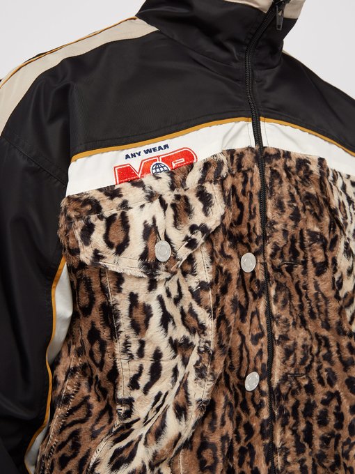 leopard contrast striped hoodie