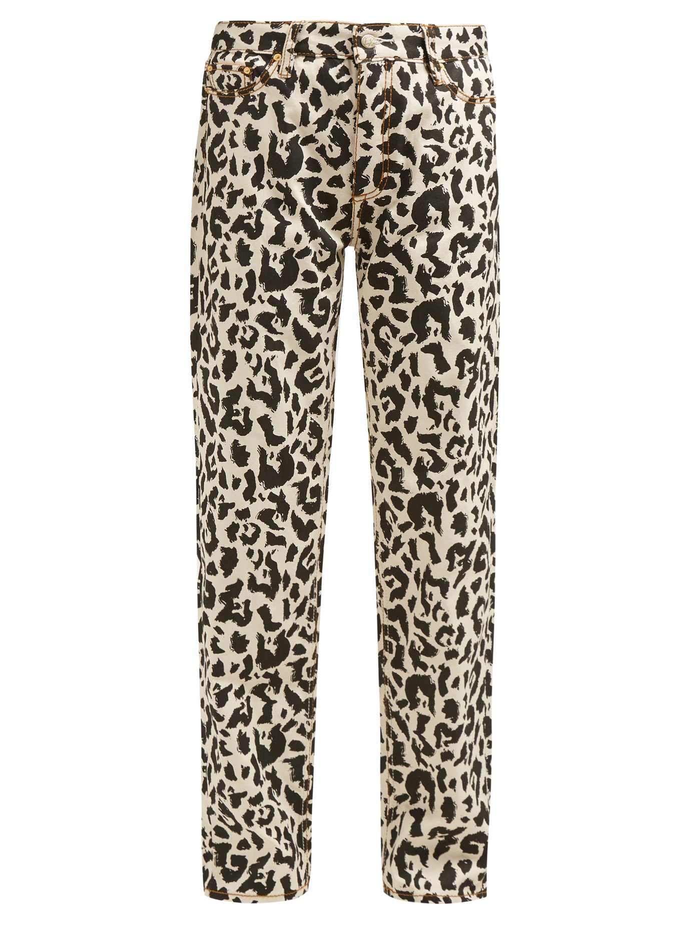 Benz leopard-print straight-leg jeans 