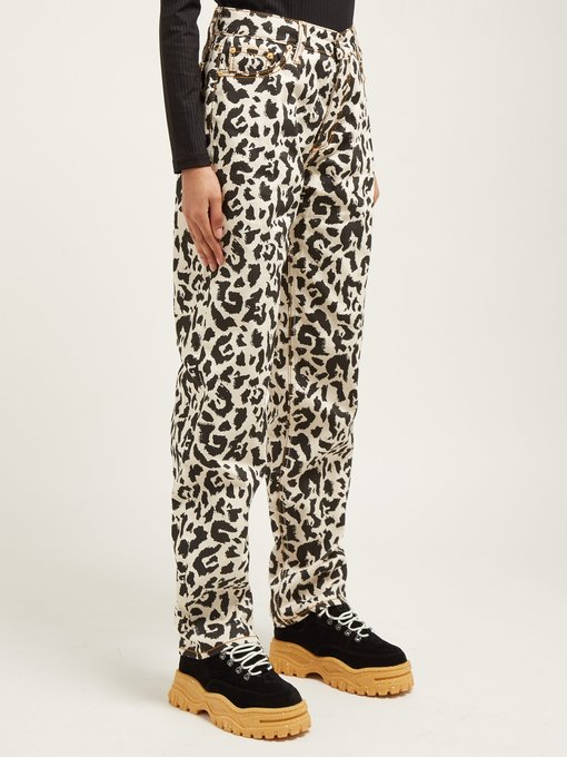 Benz leopard-print straight-leg jeans 