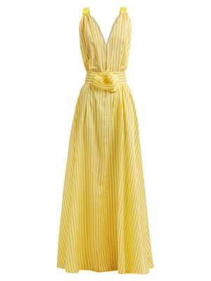 Batisse yellow stripe V-neck maxi dress | By. Bonnie Young ...