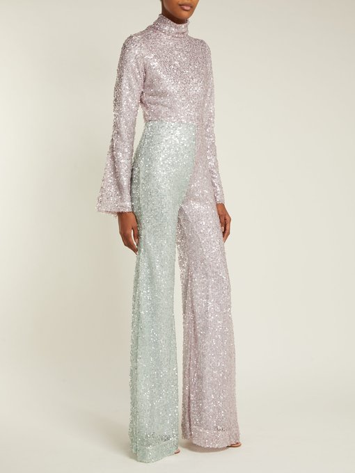 halpern sequin jumpsuit