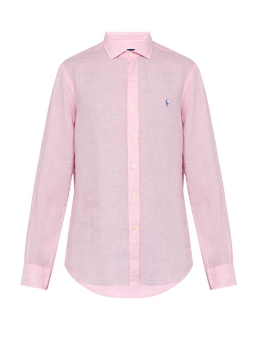 Logo-embroidered spread-collar linen shirt | Polo Ralph Lauren ...
