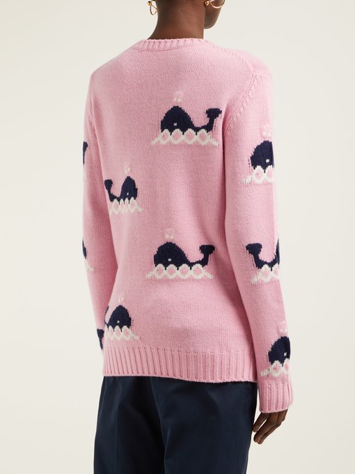 Whale-intarsia wool and cashmere-blend 