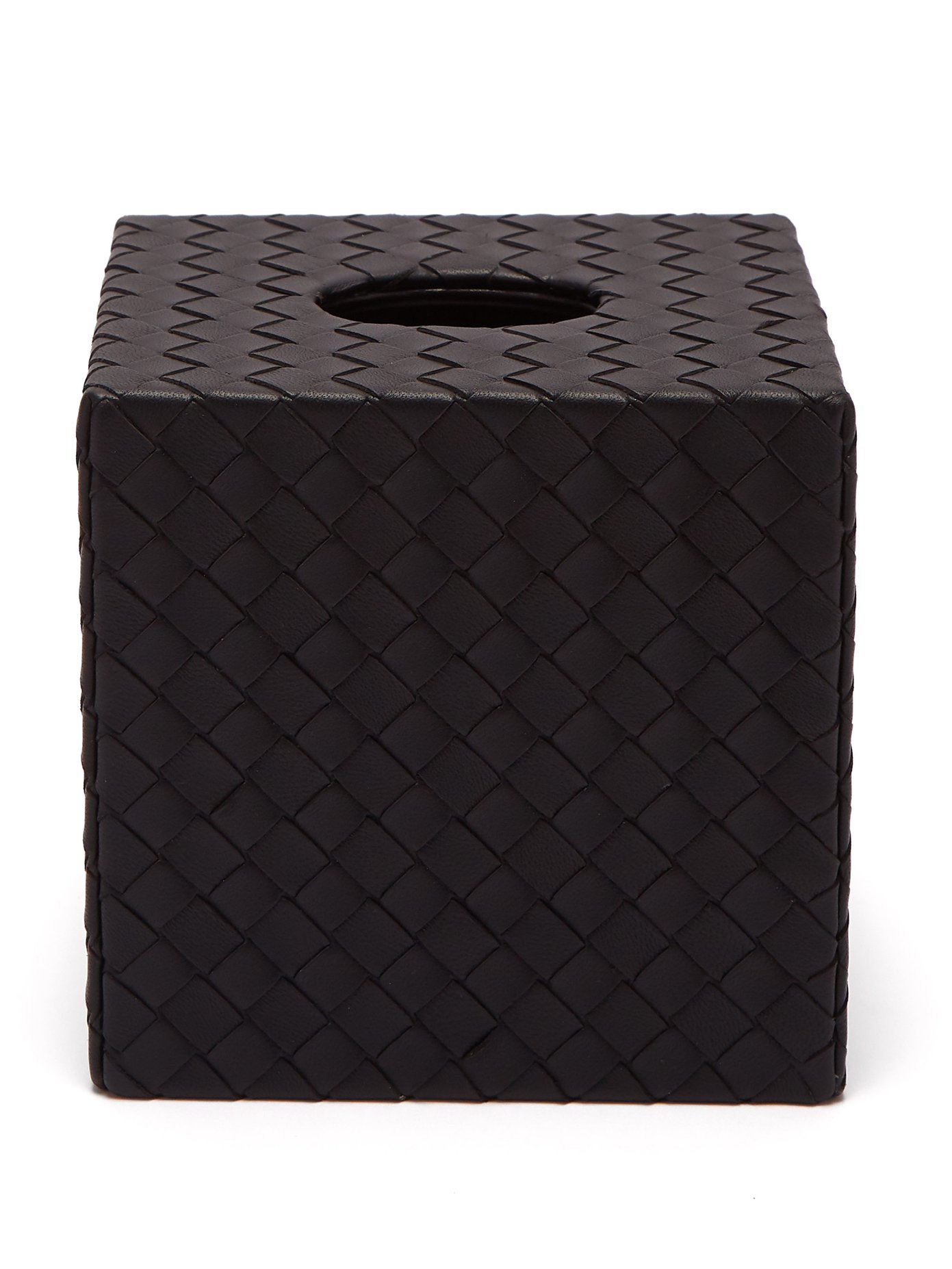 black leather tissue box cover