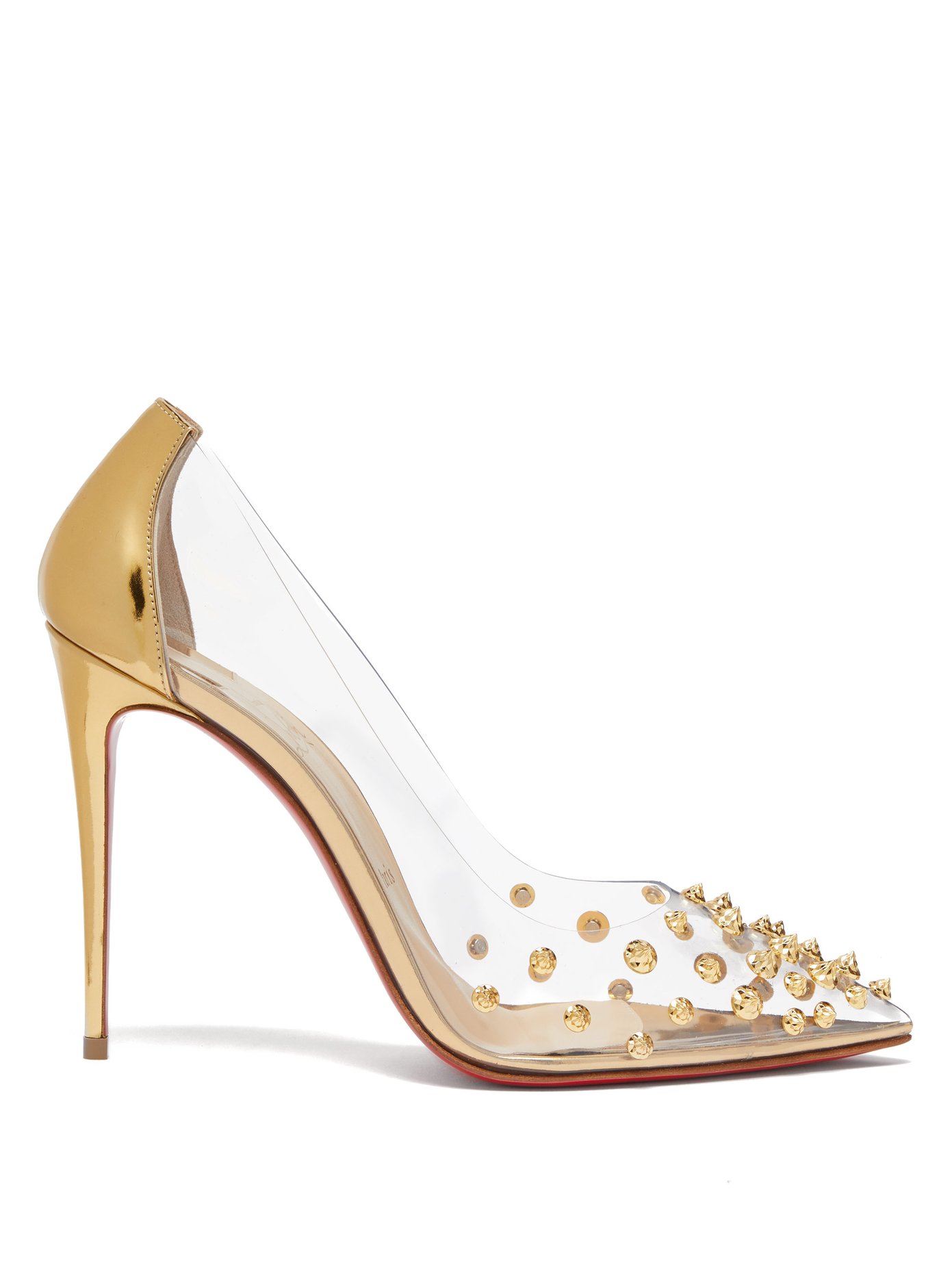 louboutin gold studded heels